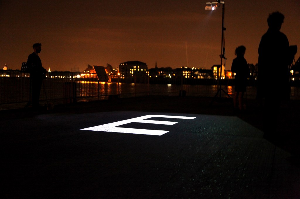 Ella Finer and Flora Pitrolo from The International Western talking about 'Calling All', performance with Morse code and lights, 2014